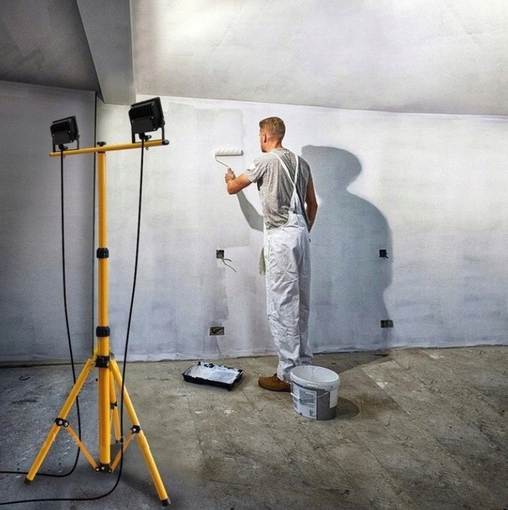 Halogen LED Statyw Budowlany Naświetlacz 2x50W LED + przewód + wtyczka