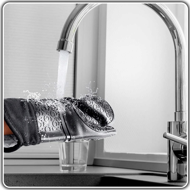 Rękawice KUCHENNE Silikonowe DO Piekarnika Kuchni ŻAROODPORNE 2szt Czarne