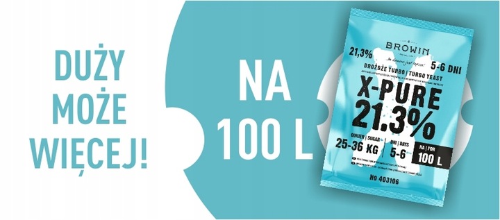 Drożdże gorzelnicze Turbo X-Pure 21,3% 100L