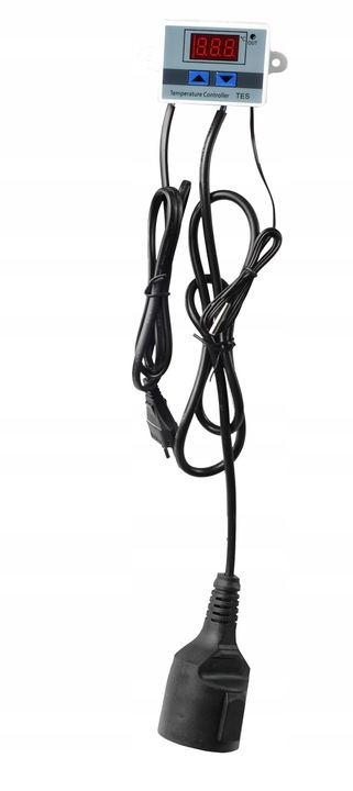 TERMOSTAT ELEKTRONICZNY CYFROWY REGULATOR TEMPERATURY + gniazdo + wtyk 230V