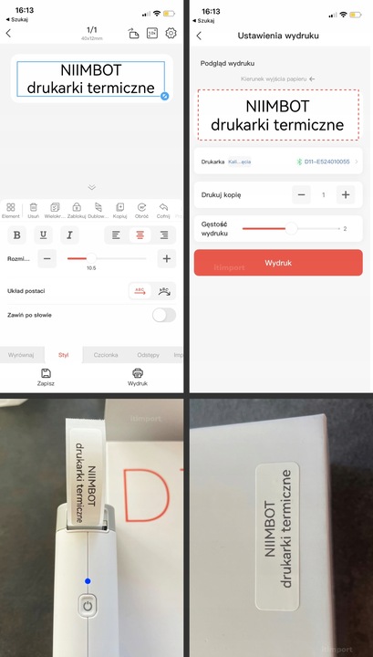 NIIMBOT B21 Drukarka Termiczna NAKLEJKI Bluetooth + POKROWIEC na DRUKARKĘ