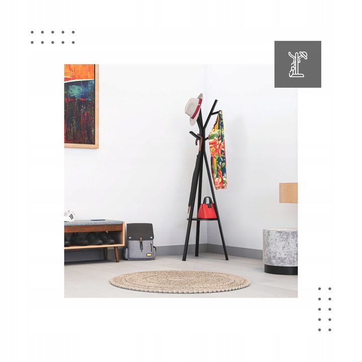 Wieszak stojak na ubrania MARK ADLER stojący stalowy 9 haczyków +