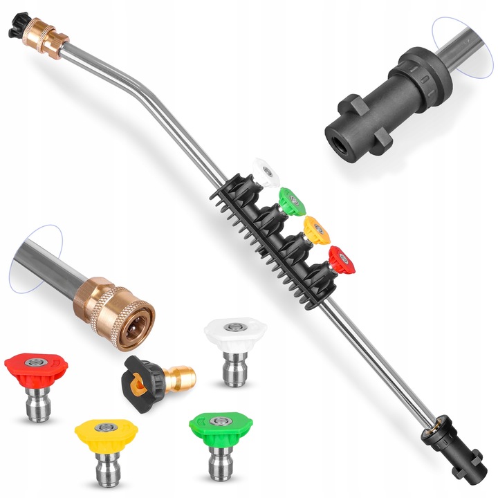 LANCA + KOMPLET 5 DYSZ DO MYJKI KARCHER K2 K3 K4 K5 K6 K7 NA SZYBKO ZŁĄCZE