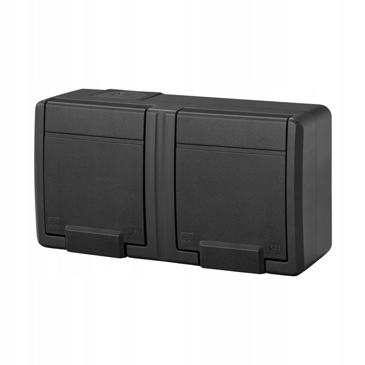 GNIAZDO HERMETYCZNE PODWÓJNE AQUANT 2K 2x2P+Z IP55 ANTRACYT EPN