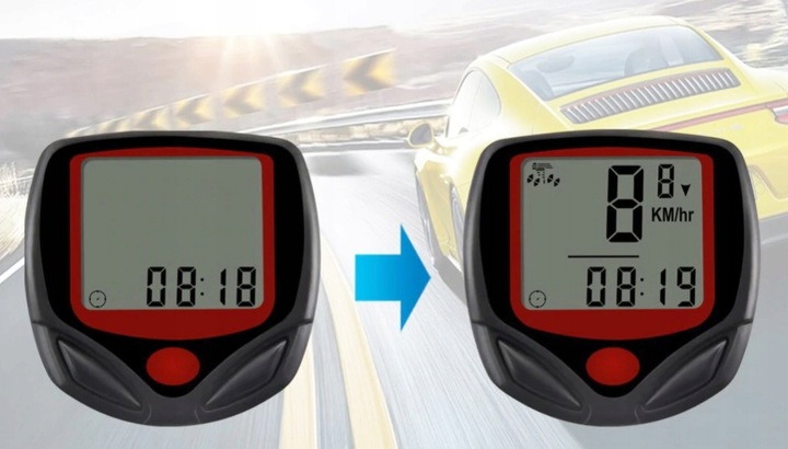 LICZNIK ROWEROWY LCD PRĘDKOŚĆ PRZEBIEG ZEGAR