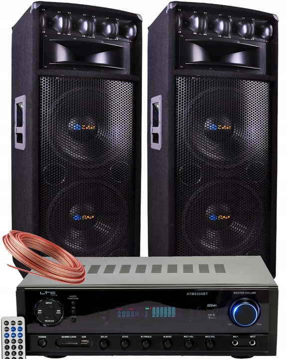 KOLUMNY ESTRADOWE 1600W + KOŃCÓWKA BT NAGŁOŚNIENIE