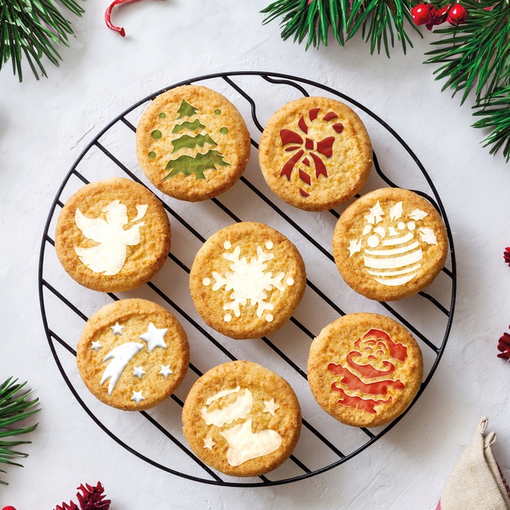 Szablony do Dekoracji KAWY i CIASTEK 9 cm Wielorazowe Zestaw 9 szt ŚWIĘTA