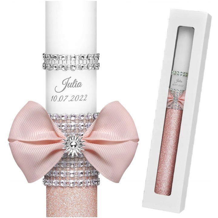 Świeca do Chrztu z pudełkiem, imię, personalizacja pamiątka chrztu świętego