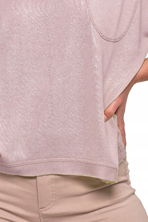 KOBIECA BLUZKA Z KRÓTKIM REKAWEM DAMSKA BŁYSZCZĄCA STYLOWA MORAJ 2XL/3XL
