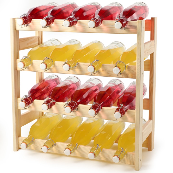 STOJAK REGAŁ NA WINO BUTELKI DREWNIANY 20 BUTELEK PÓŁKA NA ALKOHOL