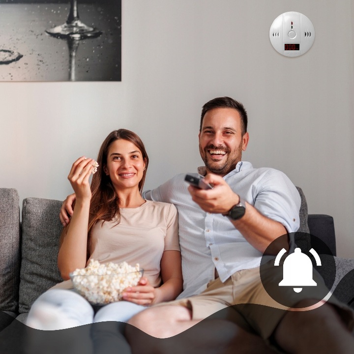 CZUJNIK CZADU TLENKU WĘGLA LCD DETEKTOR CO LCD WYKRYWACZ BEZPRZEWODOWY