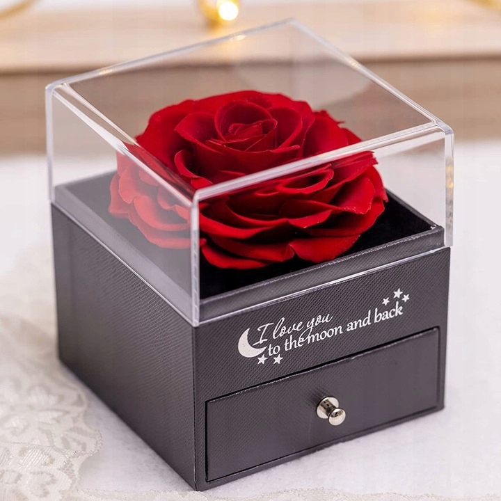 Wieczna Róża w Szkle Naszyjnik z Hologramem dla Kobiety Prezent Walentynki