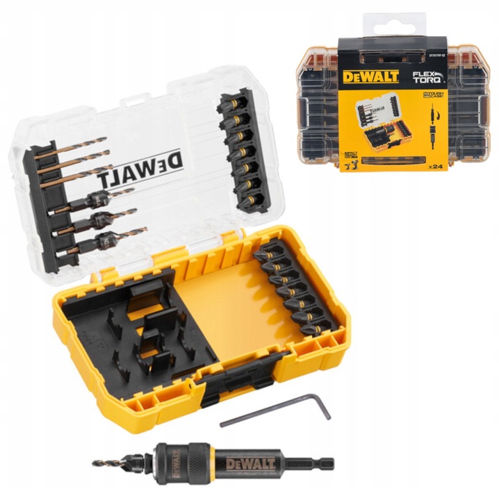DeWALT ZESTAW WIERTEŁ I BITÓW 22cz. "OBRÓĆ I PRACUJ" W KASECIE DT70779T