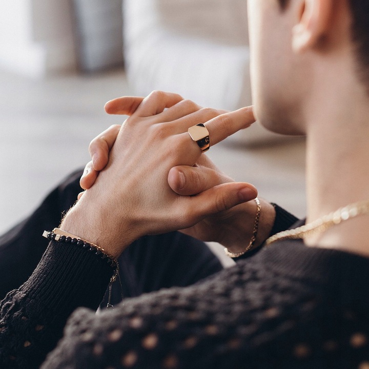 SREBRNY KWADRATOWY SYGNET MĘSKI