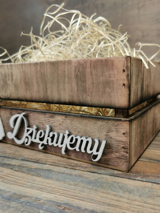 SKRZYNKA DREWNIANA PODZIĘKOWANIE OD PARY MŁODEJ DLA GOŚCI RODZICÓW DZIADKÓW