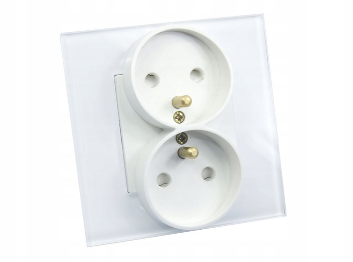 GNIAZDO PODWÓJNE SZKLANE GNIAZDKO Z BOLCEM CZARNE B-LINE ELEKTRYCZNE SZKŁO