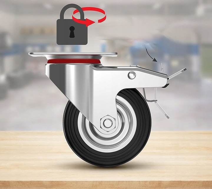 KÓŁKA OBROTOWE 75mm 200kg KOŁA METALOWO GUMOWE ZESTAW JEZDNY WÓZKÓW