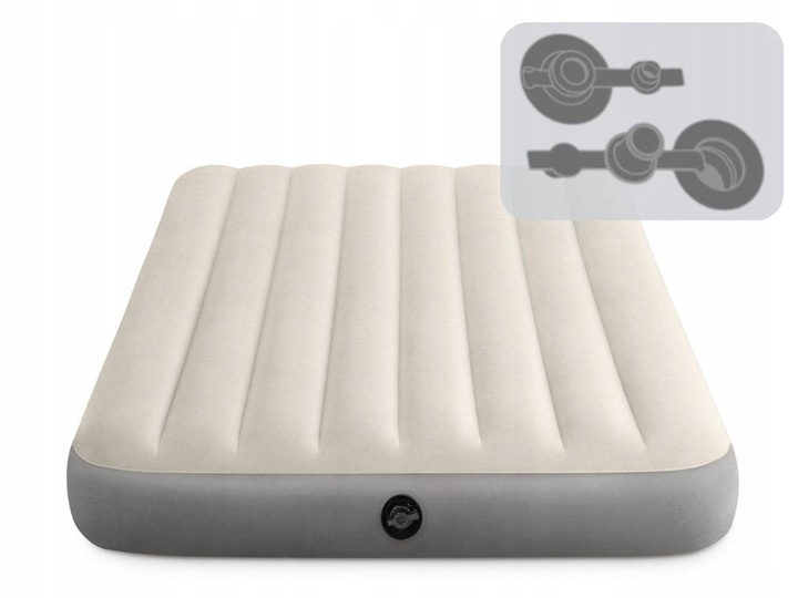 Materac Dmuchany Dwuosobowy Welurowy Łóżko Intex z Pompką MODEL 2024