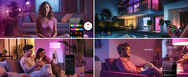 Smart Żarówka LED RGB E27 8.5W = 60W WiFi Rytm Muzyczny APP Lepro