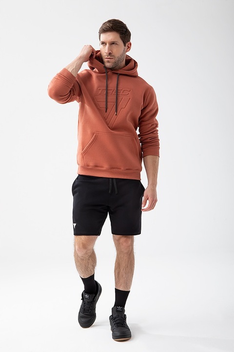 Brązowa męska bluza z kapturem BASIC HOODIE 150 T BROWN rozmiar S