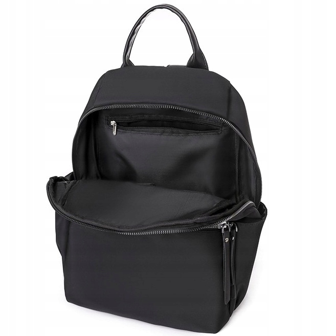 PLECAK DAMSKI CZARNY PLECACZEK POJEMNY Srebrny Zamek A4 dla Kobiety Kobiecy