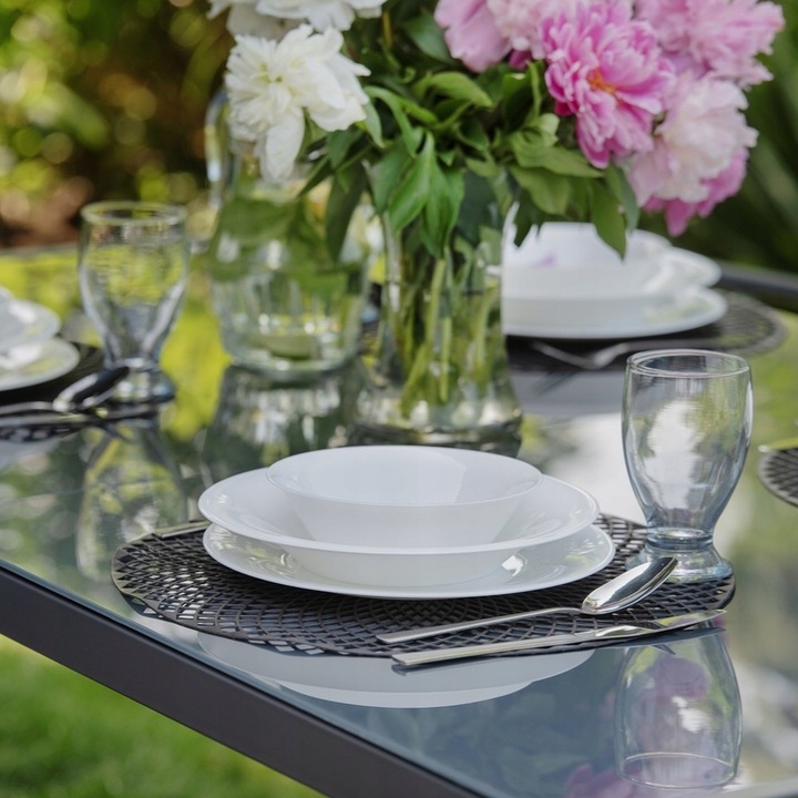 KOMPLET Talerz głęboki 6 sztuk CLASSIC 24,1cm białe szkło opal