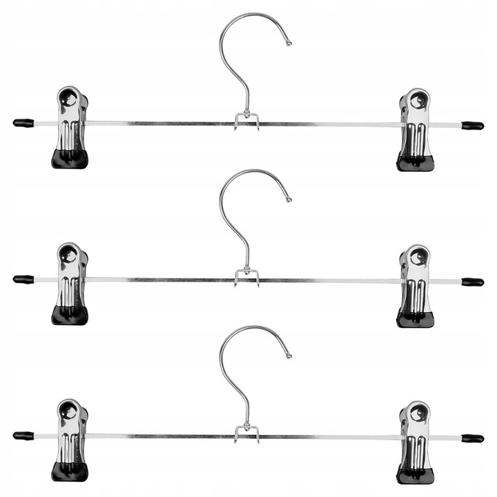 12x Wieszaki METALOWE wiszące z klipsami odzieżowe szafy spodnie