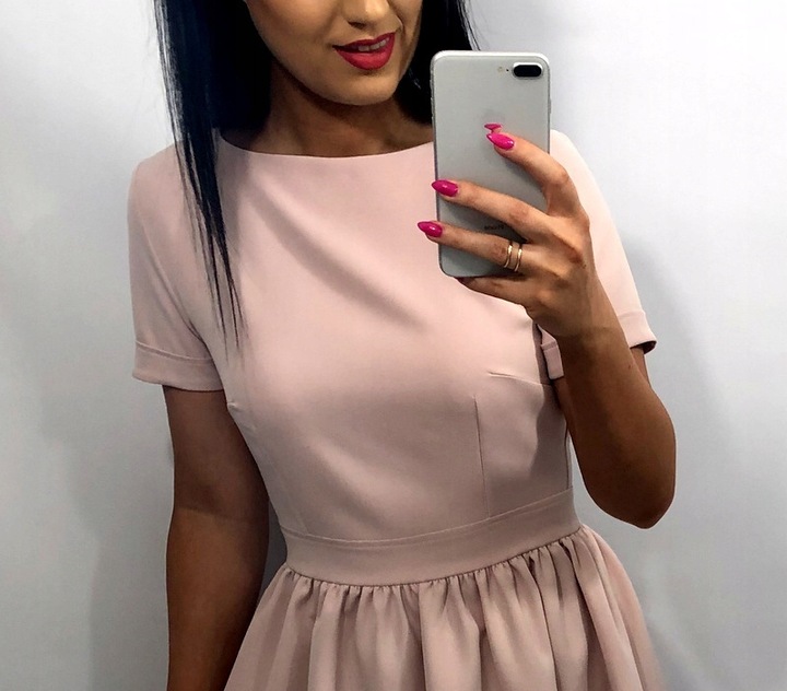 Sukienki Damskie Komunię Chrzciny Wesele Sukienka Elegancka Midi Błękit S