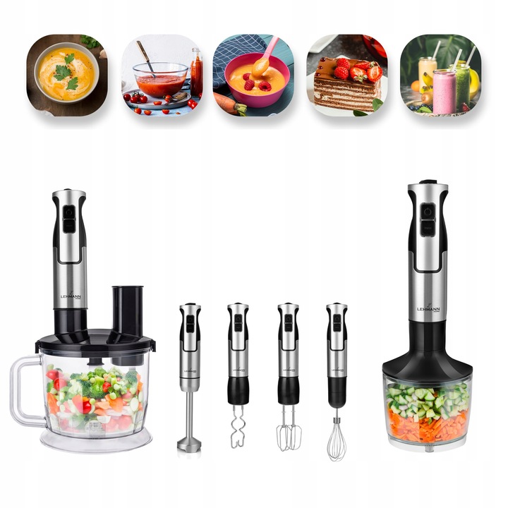 BLENDER RĘCZNY WIELOFUNKCYJNY MIKSER MOCNY TURBO OSTRZA ROZDRABNIACZ
