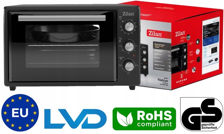 MINI PIEKARNIK ELEKTRYCZNY DOUBLE GLASS GRILL TIMER 35L 1800W