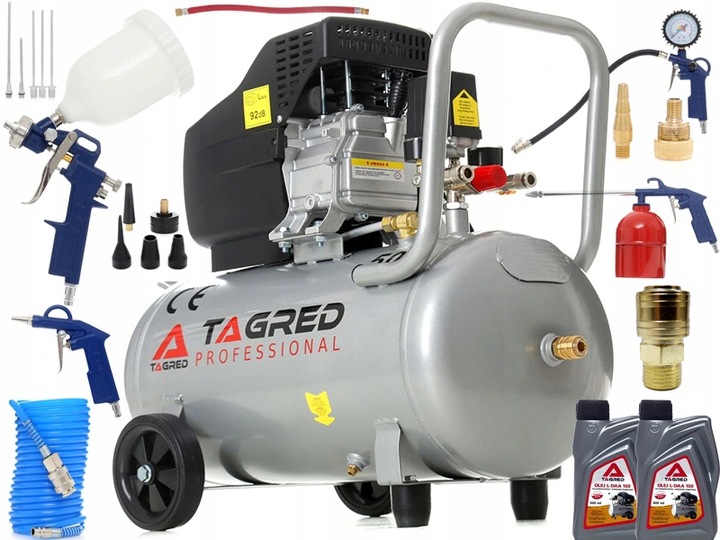 KOMPRESOR OLEJOWY SPRĘŻARKA 50L GRATIS ZESTAW 18w1