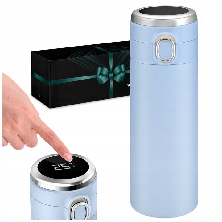 Kubek Termiczny Termos z Ustnikiem Smart LED 400ml na Kawę do Auta +