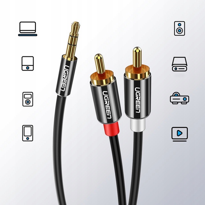 UGREEN KABEL PRZEWÓD AUDIO 3,5MM MINI JACK-2RCA 2M