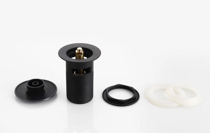 CZARNY KOREK UMYWALKOWY KLIK KLAK MOSIĘŻNY AUTOMAT DO UMYWALKI Z PRZELEWEM