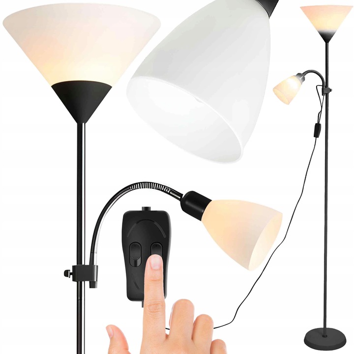 NOWOCZESNA LAMPA PODŁOGOWA E27 + E14 180CM STOJĄCA NOCNA DO CZYTANIA