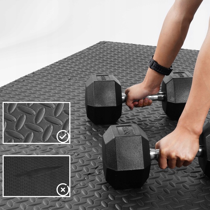 PODŁOGA gumowa PUZZLE do siłowni MATA pod sprzęt ochronna czarna 1,8x2,4m