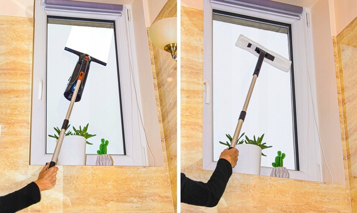 MYJKA DO OKIEN SZYB AKUMULATOROWA TELESKOP WYSOKIE OKNA + 1L PŁYNU DO