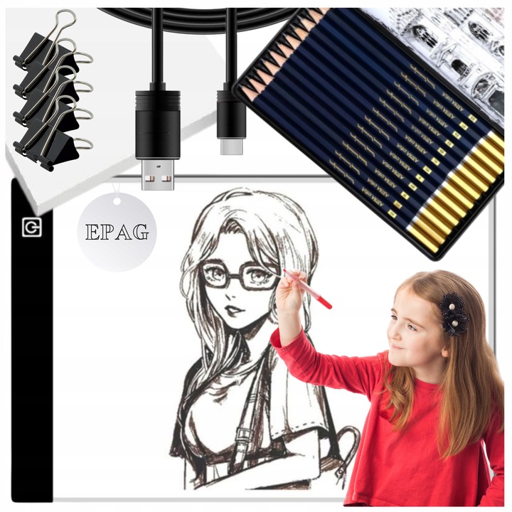TABLET GRAFICZNY TABLICA DESKA KREŚLARSKA do rysowania kalka LED A4 PREZENT