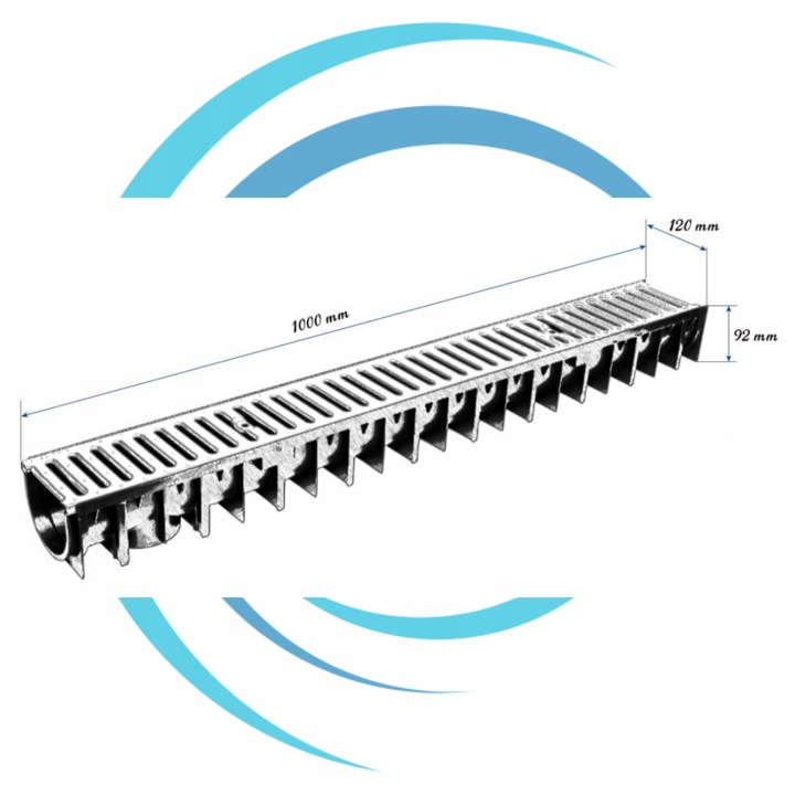 Odwodnienie liniowe korytko A15 100 cm ForU70 odpływ tworzywo AXHELL