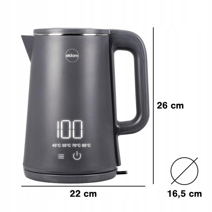 Czajnik bezprzewodowy z regulacją temperatury C515 szary 2000W 5