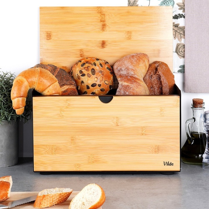 Chlebak METALOWY drewniany pojemnik zamykany na pieczywo chleb bułki czarny