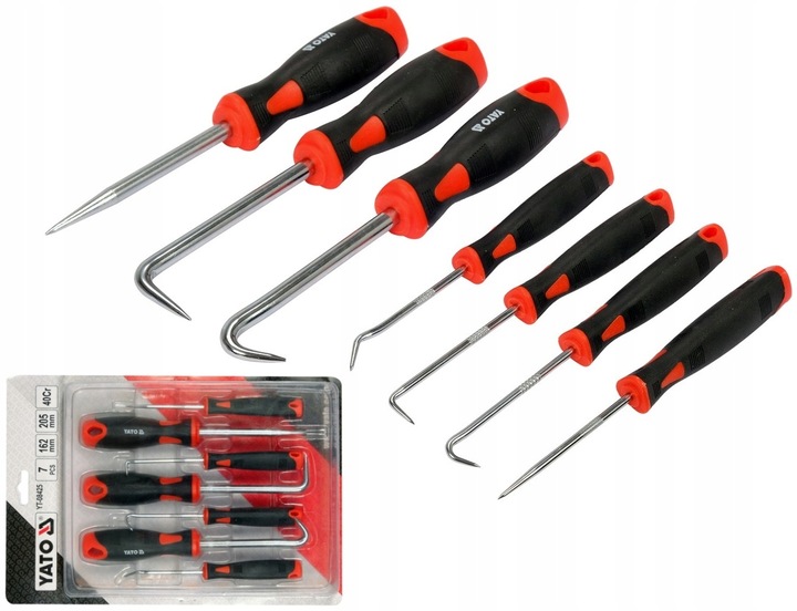 YATO ZESTAW 7 HACZYKÓW Z RĘKOJEŚCIĄ HAKI PODWAŻANIE SEPAROWANIE