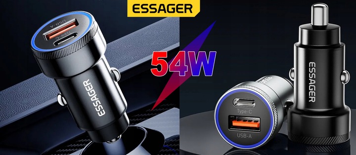 SZYBKA MOCNA Ładowarka Samochodowa USB 54W do telefonu QC3.0 PD 3.0 USB-C