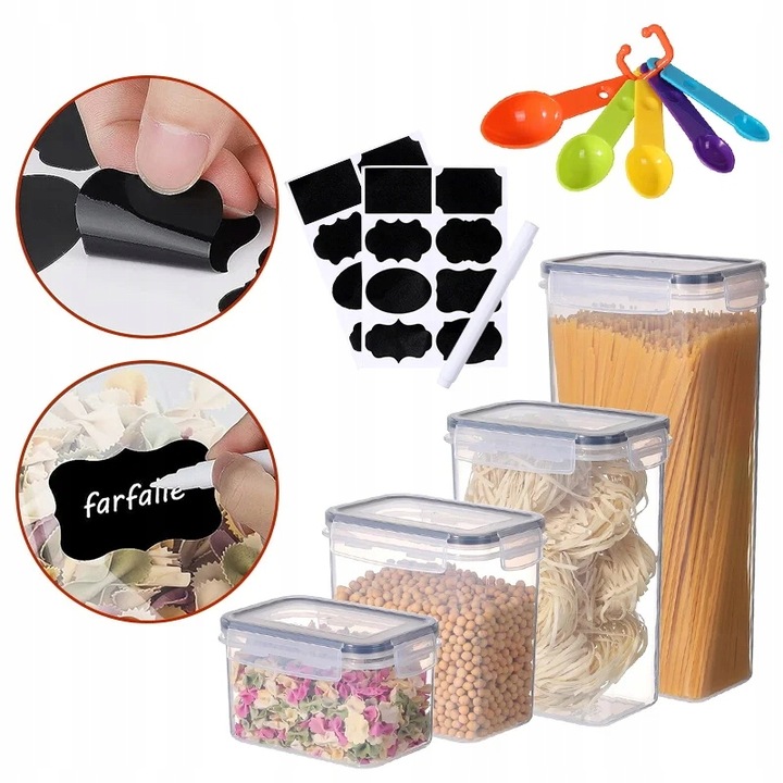 Pojemniki na Żywność zestaw 24 SZT pojemnik 2L 1,4L 0,8L + MIARKI