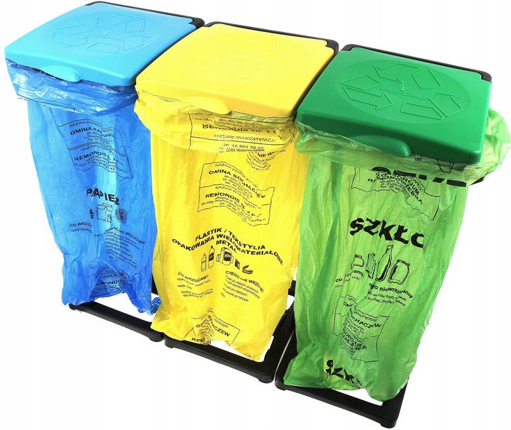 Stojak worki Segregacji Kosz Śmieci 3 Stanowiska