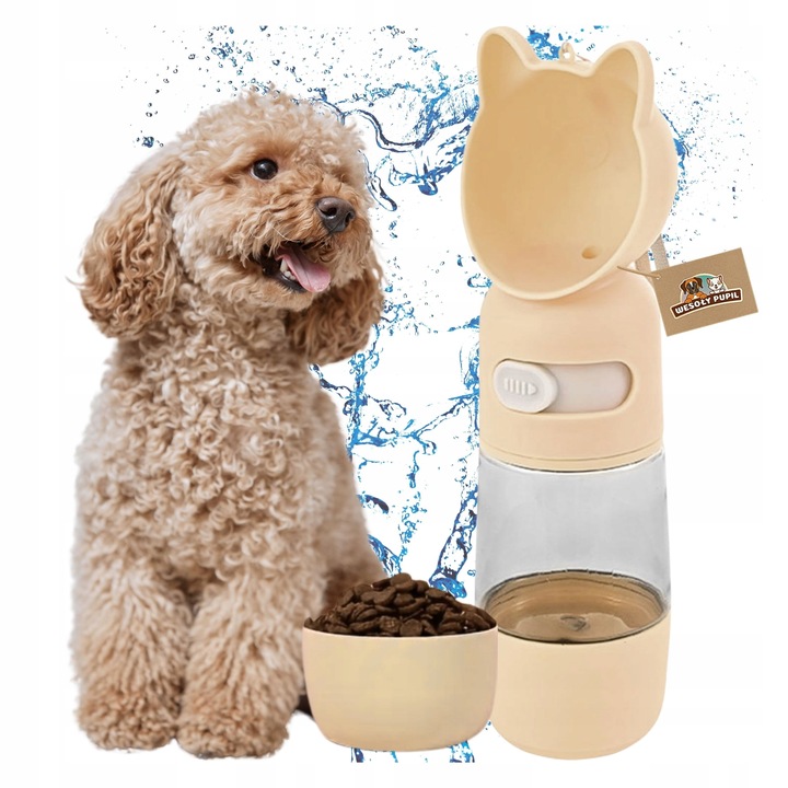 BIDON dla Psa na wodę i karmę z miską 3w1 turystyczna BUTELKA na lato