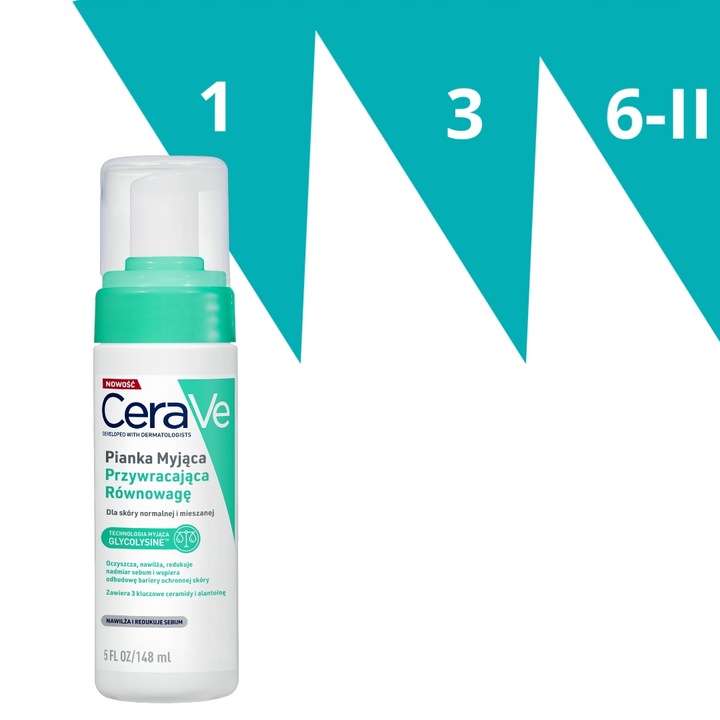 CeraVe Pianka Myjąca Przywracająca Równowagę Skóra Normalna Mieszana 148ml