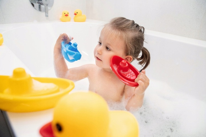 TULLO Zabawki do kąpieli BEZ DZIURKI łódki kaczki