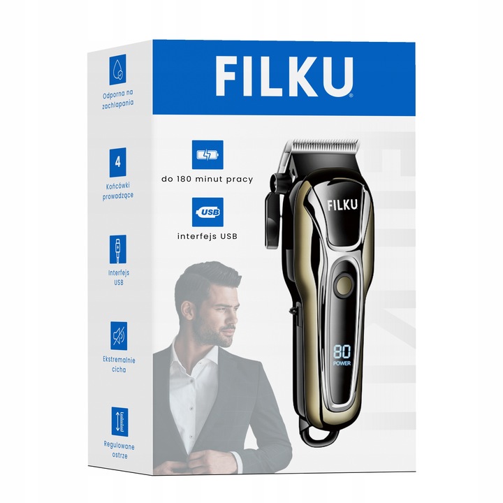 PROFESJONALNA BEZPRZEWODOWA MASZYNKA DO STRZYŻENIA WŁOSÓW BRODY FILKU