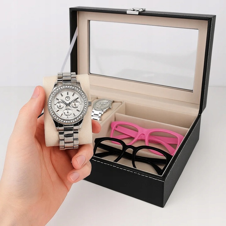 Szkatułka Pudełko Organizer Etui Zegarki i Okulary